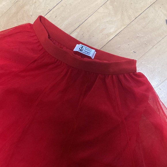 Red chiffon midi skirt fully lined - Picture 5 of 8